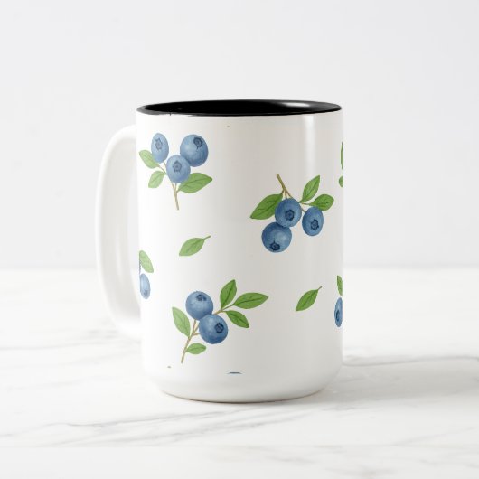 ミニマリスト白黒フローララインアートマグ ツートーンマグカップ (正面左)