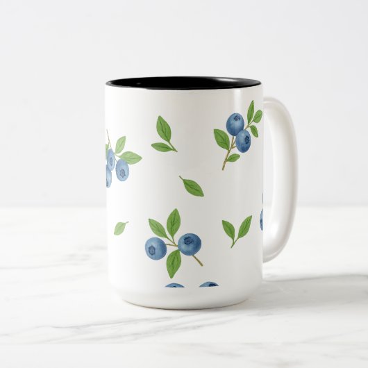 ミニマリスト白黒フローララインアートマグ ツートーンマグカップ (正面右)