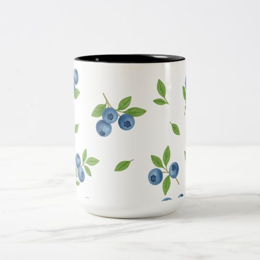 ミニマリスト白黒フローララインアートマグ ツートーンマグカップ (中央)