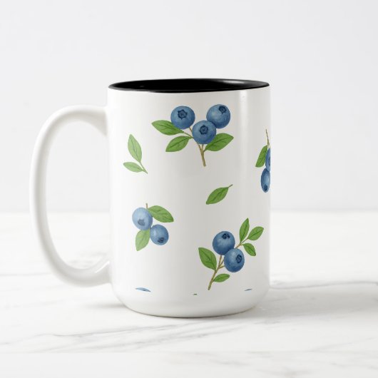 ミニマリスト白黒フローララインアートマグ ツートーンマグカップ (左)