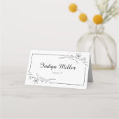 ミニマリスト白黒フローラ結婚ズ プレイスカード (正面)