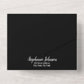 ミニマリスト白黒ブライダルシャワー オールインワン招待状 (裏面)