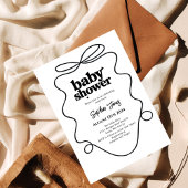 ミニマリスト白黒ベビーシャワー招待状 招待状