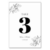 ミニマリスト白黒ボタニカル結婚ズ テーブルナンバー (正面)