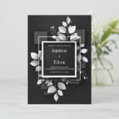 ミニマリスト白黒ボタニカル結婚ズ 招待状 (スタンド正面)