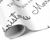 ミニマリスト白黒メリークリスマスファミリーネーム ラッピングペーパー (ロールコーナー)