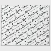 ミニマリスト白黒メリークリスマスファミリーネーム ラッピングペーパー (フラット)