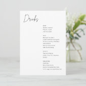 ミニマリスト白黒モダンズ結婚ドリンク メニュー (スタンド正面)