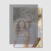 ミニマリスト白黒モダンリーフ結婚ズ ベラム紙招待状 (オフセット (カップル))