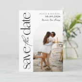 ミニマリスト白黒モダン写真結婚の セーブザデート (スタンド正面)