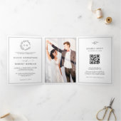 ミニマリスト白黒モダン写真結婚の 三つ折り案内状 (内部)