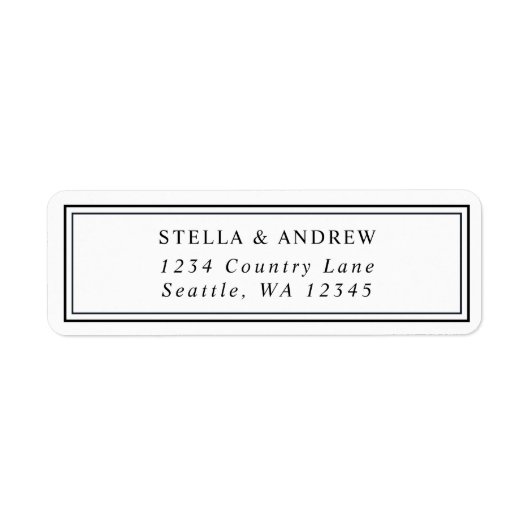 ミニマリスト白黒モダン差出人住所 ラベル (正面)