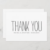 ミニマリスト白黒モダン結婚の サンキューカード (正面/裏面)