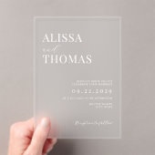 ミニマリスト白黒モダン結婚ズ アクリル招待状 (インサイチュ (ポータブル))