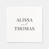 ミニマリスト白黒モダン結婚ズ スタンダードカクテルナプキン (正面)