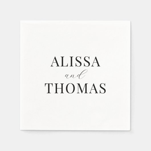 ミニマリスト白黒モダン結婚ズ スタンダードカクテルナプキン (正面)