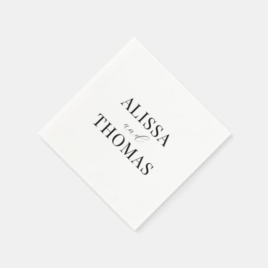 ミニマリスト白黒モダン結婚ズ スタンダードカクテルナプキン (角)