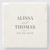 ミニマリスト白黒モダン結婚ズ ストーンコースター (正面)