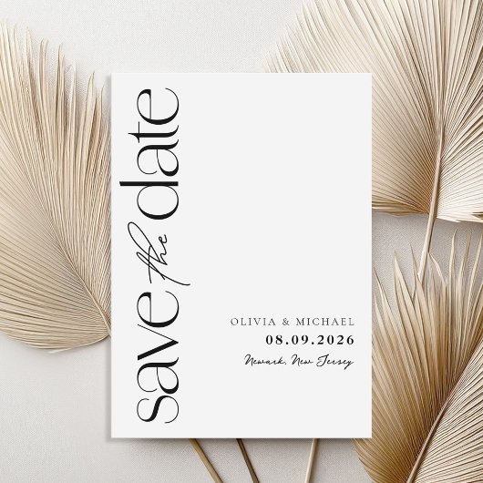 ミニマリスト白黒モダン結婚ズ セーブザデート