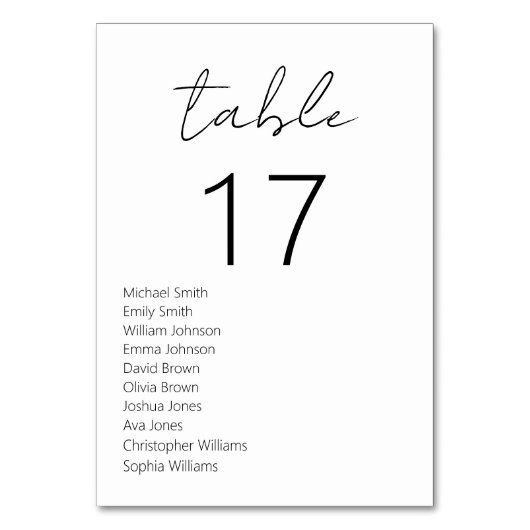 ミニマリスト白黒モダン結婚ズ テーブルナンバー (正面)