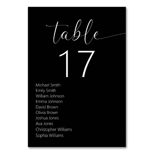 ミニマリスト白黒モダン結婚ズ テーブルナンバー (正面)
