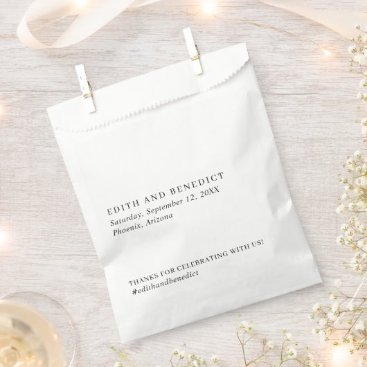 ミニマリスト白黒モダン結婚ズ フェイバーバッグ (クリップ留めされた状態)