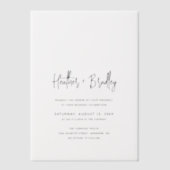 ミニマリスト白黒モダン結婚ズ ベラム紙招待状 (正面)