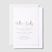 ミニマリスト白黒モダン結婚ズ ベラム紙招待状 (オフセット)