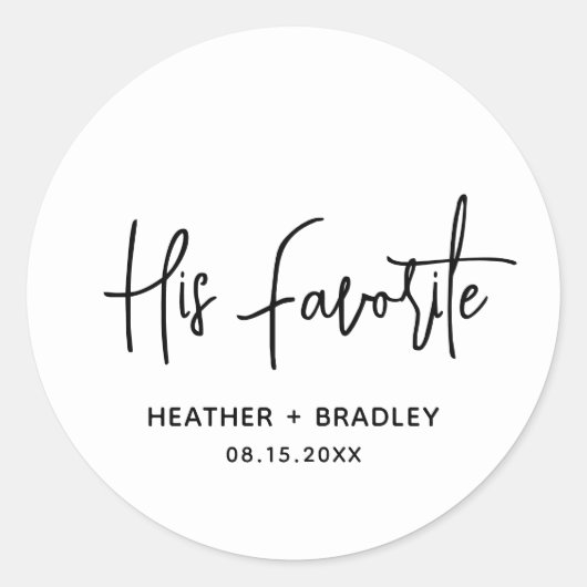 ミニマリスト白黒モダン結婚ズ ラウンドシール (正面)