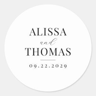 ミニマリスト白黒モダン結婚ズ ラウンドシール