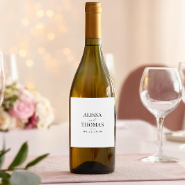 ミニマリスト白黒モダン結婚ズ ワインラベル