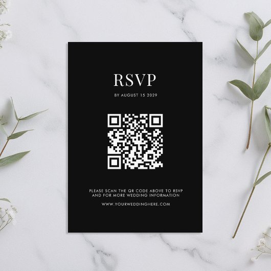 ミニマリスト白黒モダン結婚ズ 出欠カード