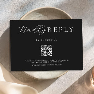 ミニマリスト白黒モダン結婚ズ 出欠カード