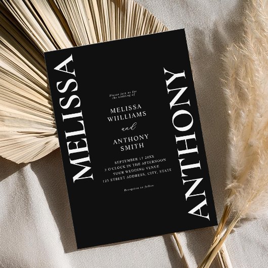 ミニマリスト白黒モダン結婚ズ 招待状