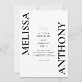 ミニマリスト白黒モダン結婚ズ 招待状 (正面)