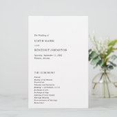 ミニマリスト白黒モダン結婚式 プログラム (スタンド正面)