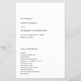 ミニマリスト白黒モダン結婚式 プログラム チラシ