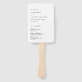 ミニマリスト白黒モダン結婚式 プログラム ハンドファン (正面)