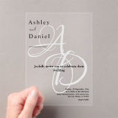 ミニマリスト白黒モノグラムシック結婚ズ アクリル招待状 (インサイチュ (ポータブル))