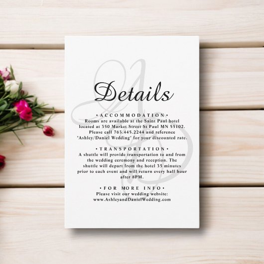 ミニマリスト白黒モノグラムシック結婚ズ エンクロージャーカード