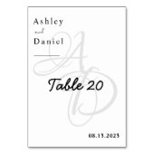 ミニマリスト白黒モノグラムシック結婚ズ テーブルナンバー (正面)