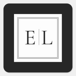 ミニマリスト白黒モノグラム結婚ズ スクエアシール