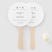 ミニマリスト白黒モノグラム結婚ズ ハンドファン (正面&裏面)