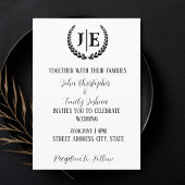 ミニマリスト白黒モノグラム結婚ズ 招待状