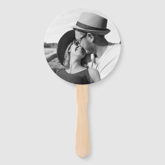 ミニマリスト白黒モノグラム結婚写真 ハンドファン (裏面)