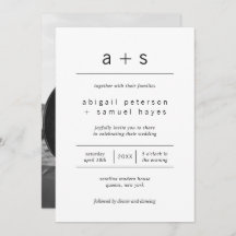 ミニマリスト白黒モノグラム結婚写真