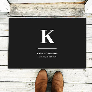 ミニマリスト白黒モノグラモダンム ドアマット