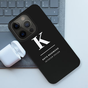ミニマリスト白黒モノグラモダンム iPhone 15 PROケース