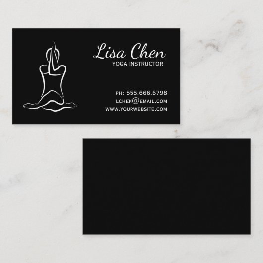 ミニマリスト白黒ヨガインストラクター 名刺 (正面/裏面)