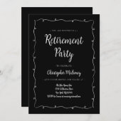 ミニマリスト白黒リタイアメント招待状 招待状 (正面/裏面)